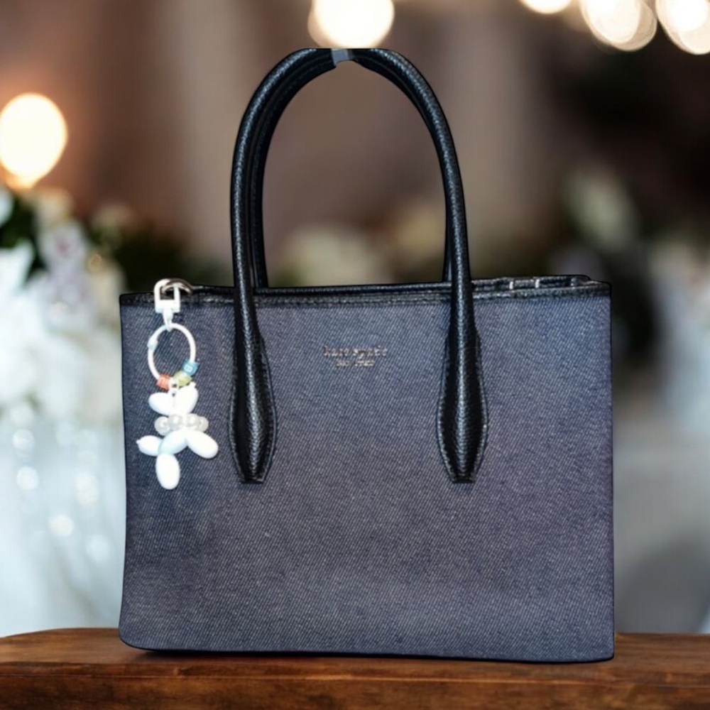 🔥 Kate Spade DENIM New York EVA DENIM SMALL ZIP TOP SATCHEL/CROSSBODY - Picture 13 of 15